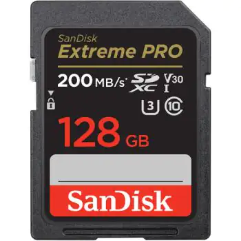 SanDisk 128GB Extreme PRO UHS-I SDXC Memory Card - 128GB, 200MB/s, V30,UHS-I, U3 for 4K Video