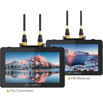 FeelWorld FR6+FT6 Two 5.5" On-Camera Monitors with Wireless Transmitter & Receiver System