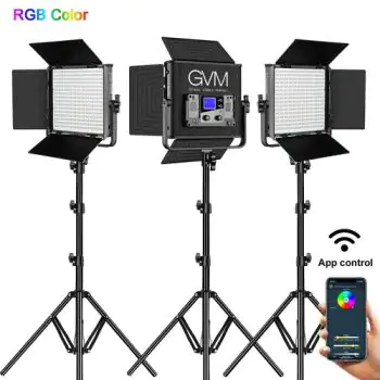 GVM RGB LED Studio 3-Light Soft Video Light Panel Kit 50RS3L