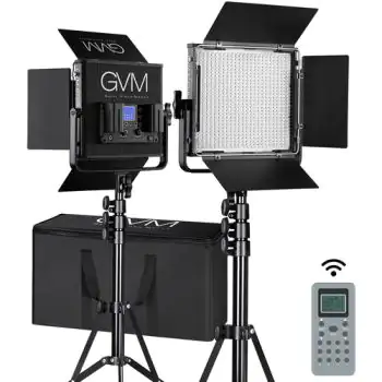 GVM 672S-B Bi-Color LED Studio Video Panel 2-Light Kit (Black)