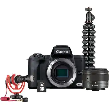 Canon EOS M50 Mark II Mirrorless Camera, Black + EF-M 15-45mm IS STM Lens - Vlogger Kit