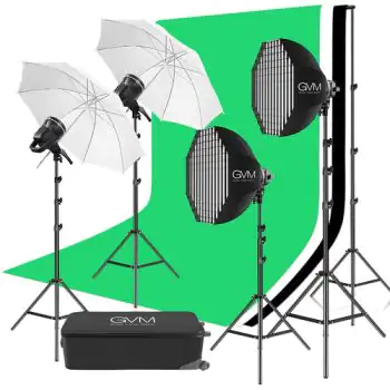 GVM P80S LED 4-Light Kit with Umbrellas, Softboxes, and Backdrops