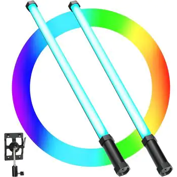 GVM RGB LED Tube Wand 2-Light Kit with Internal Battery and Bracket