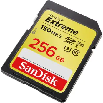 SanDisk 256GB Extreme SDXC UHS-I Card - C10, U3, V30, 4K UHD, SD Card 