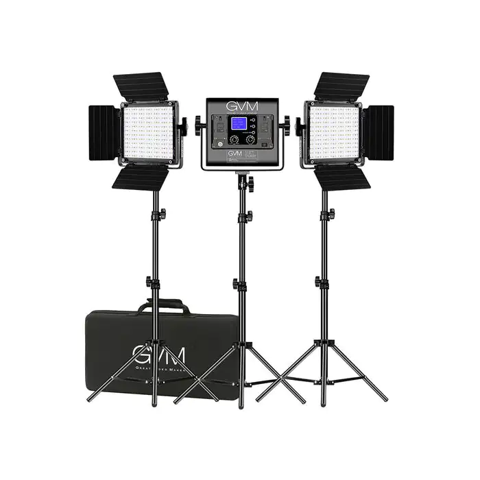 GVM 800D RGB LED Studio 3 Video Light Kit